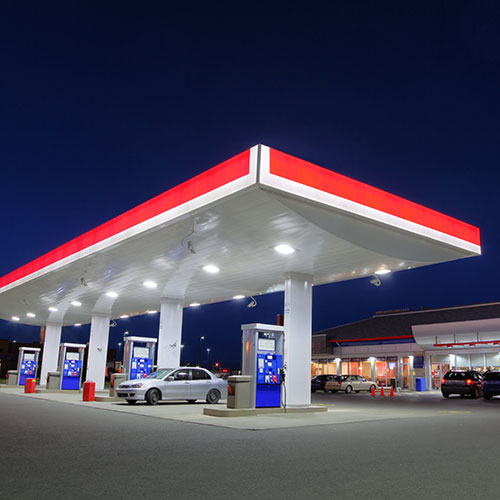 gas station during the night